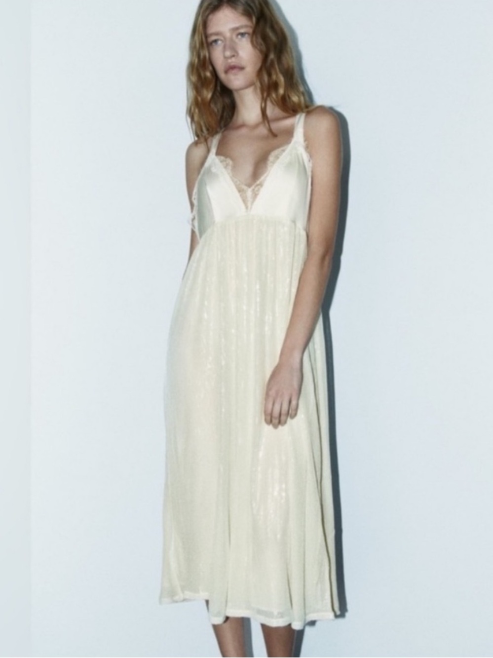 NWT ZARA WHITE SEQUIN KNIT SLIP DRESS LIMITED EDITION bridal coastal lace size S - Picture 2 of 12